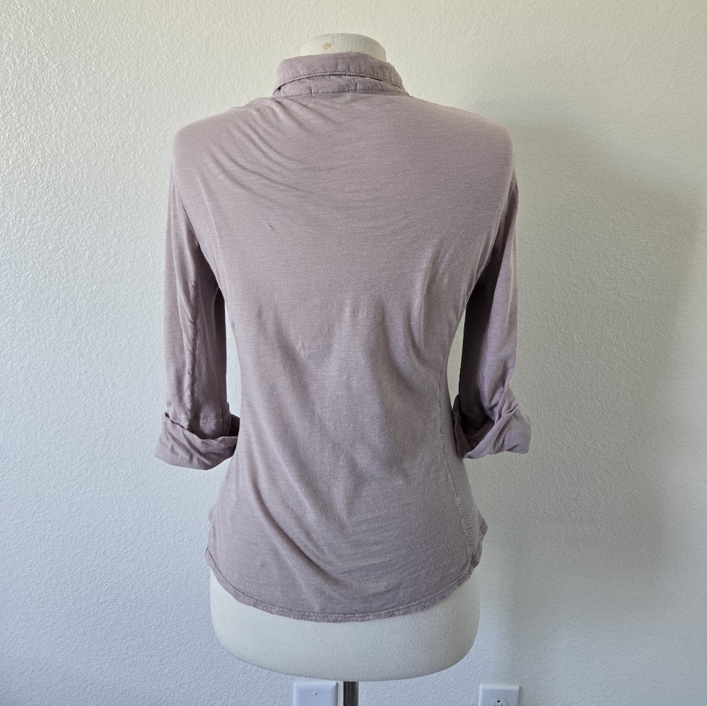James Perse Pale Pink Slub Side Panel Button Camp Shirt  Size 4 or XL - Picture 6 of 15